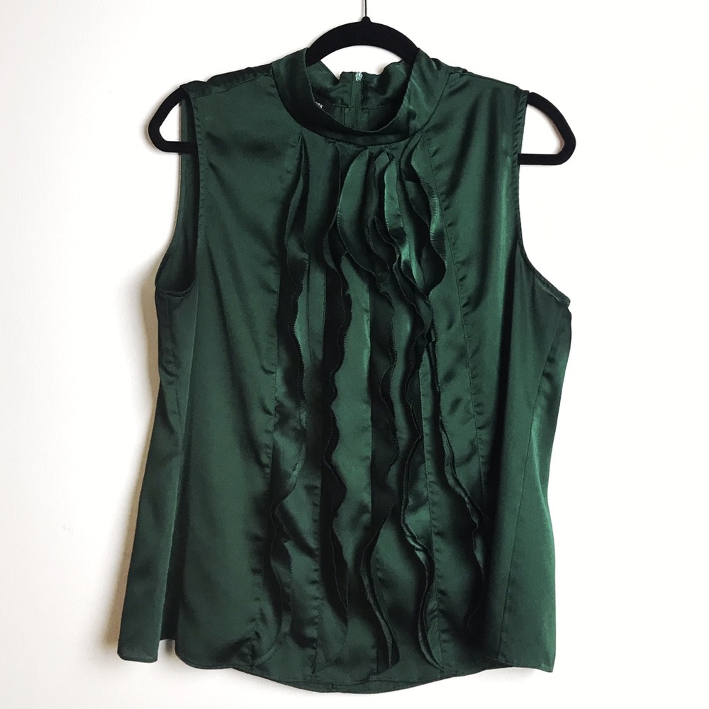 Jones New York ‘silk’ green ruffle top